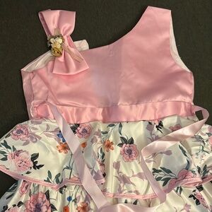 Pink Floral Dress with Bow Accent